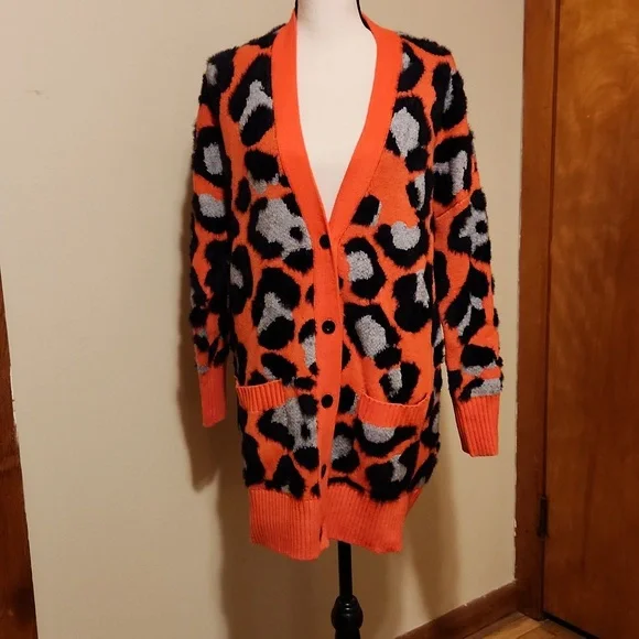 Torrid Neon Animal Print Cardigan Sweater Size 12/14 New Without Tags - Picture 11 of 11